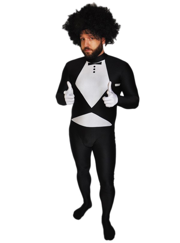 Black Spandex Tuxedo Morphsuit Catsuit